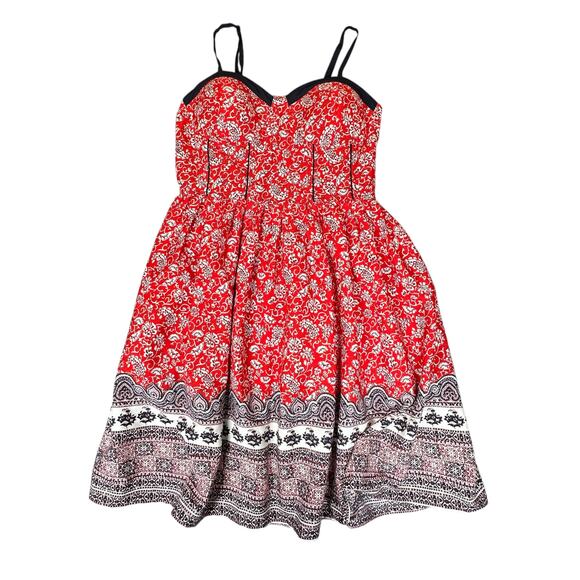 Maurices Dress Womens Medium Red Floral Smock Back Summer Party Sundress - Picture 1 of 13